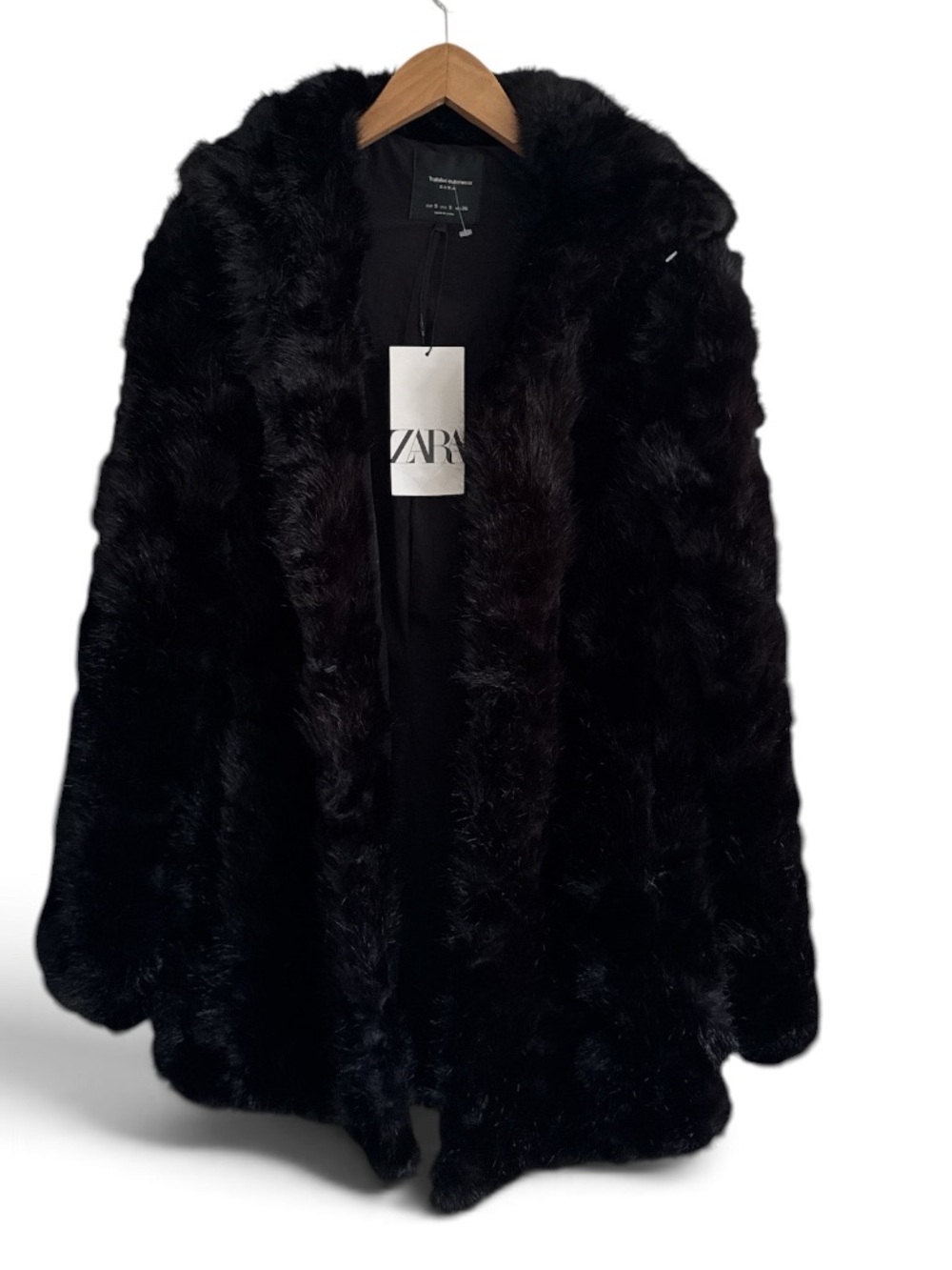 Zara Black Faux Fur Hooded Teddy Jacket
